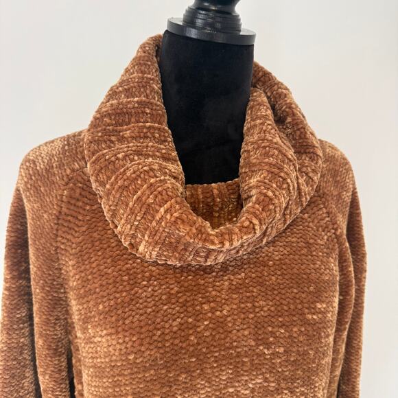 Anthropologie Moth Belinda Chenille Cowl Turtleneck Brown Sweater Tunic Size Sm - Picture 3 of 10